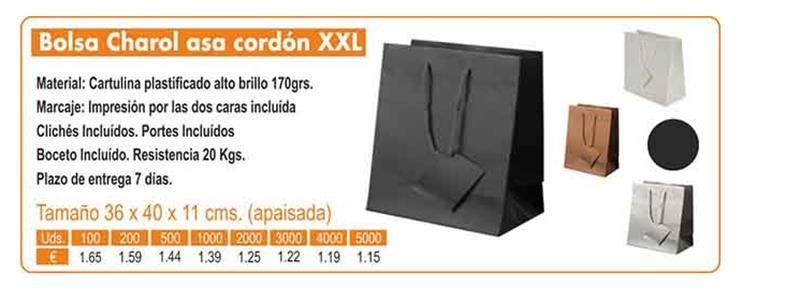 BOLSA DE CHAROL ASA CORDÓN XXL BLANCA - Imagen 1