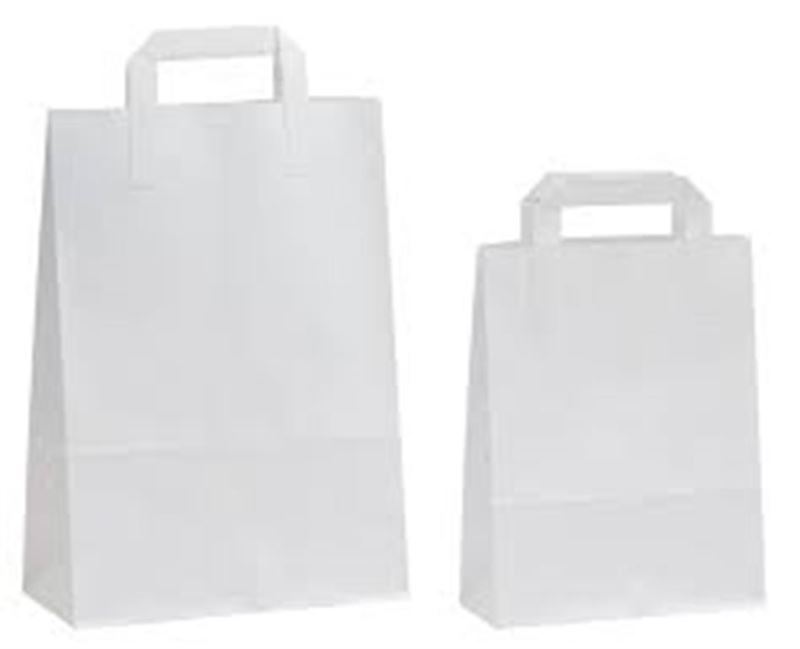 Bolsa de papel asa plana 32x41cms blanca - Imagen 1