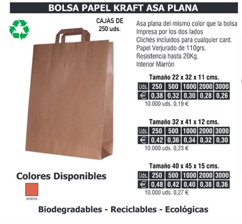 BOLSA DE PAPEL asa plana 32X41cms KRAFT - Imagen 1