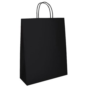 Bolsa de papel asa retorcida 18x24x8cms negra