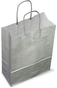 Bolsa de papel asa retorcida 18x24x8cms plata