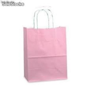 Bolsa de papel asa retorcida 18x24x8cms rosa