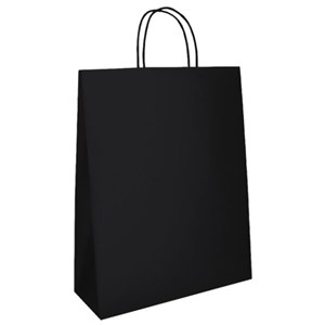 Bolsa de papel asa retorcida 24X32cms negra