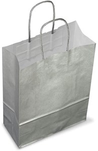 Bolsa de papel asa retorcida 24X32cms plata