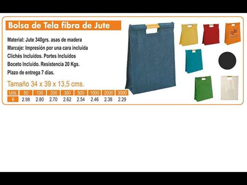 BOLSA DE TELA FIBRA DE JUTE NARANJA - Imagen 1