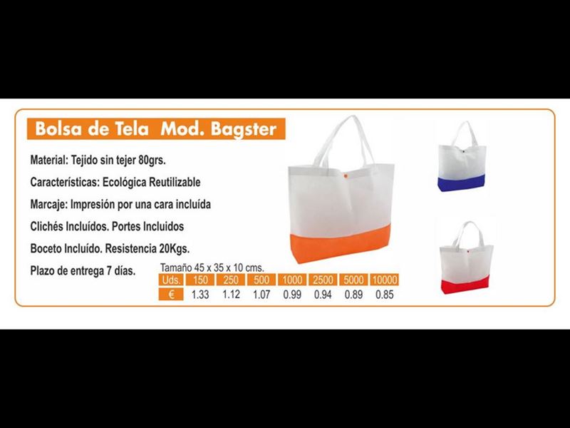 BOLSA DE TELA MODELO BAGSTER 45X35CMS AZUL - Imagen 1