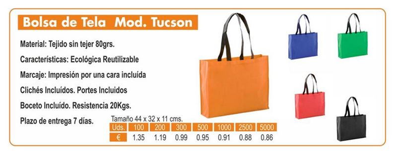 BOLSA DE TELA MODELO TUCSON 44X32X11CMS AZUL - Imagen 1