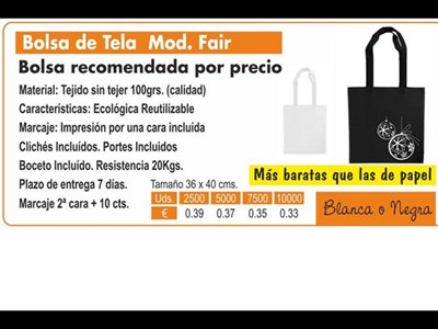 Bolsas de tela modelo fair