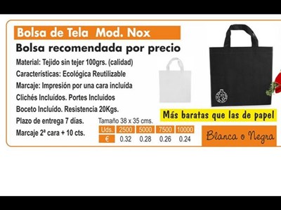 Bolsas de tela modelo nox