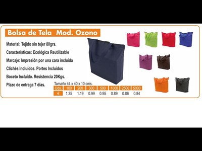 BOLSAS DE TELA MODELO OZONO COLORES