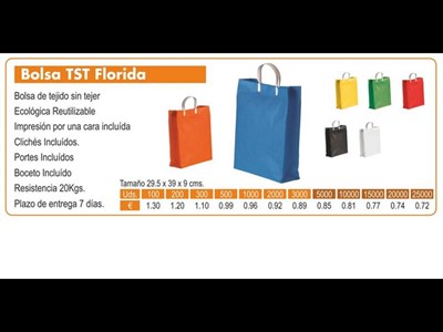 BOLSAS DE TELA MODELO TST FLORIDA COLORES